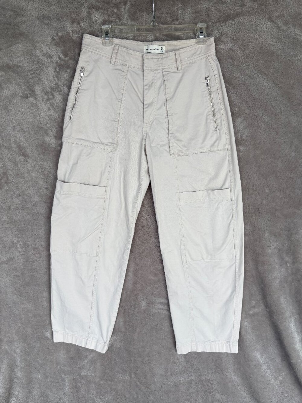 Abercrombie & Fitch Mid Rise Barrel Utility Pants Women's 29R Beige